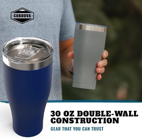 Cordova Outdoors Tumbler - Double Wall Stainless Steel Drinkware, Powder Coated, Clear No-Spill Slider Lid, Illuminating, 20 oz in Saudi Arabia