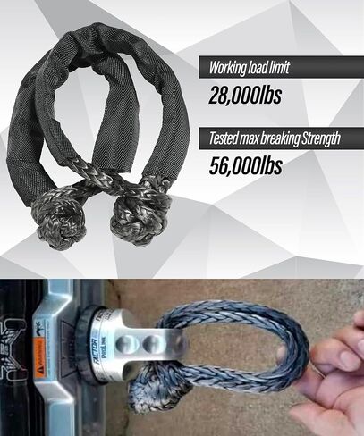 ESEWALAS 2Pcs Soft Shackle,Car Accessories Winch Accessories,Light Weight Towing Strap Soft Shackles with Extra Sleeves,1/2"x 22"(55,000lbs Breaking Strength) Rope Shackle for SUV Off Road Towing ATV in Saudi Arabia