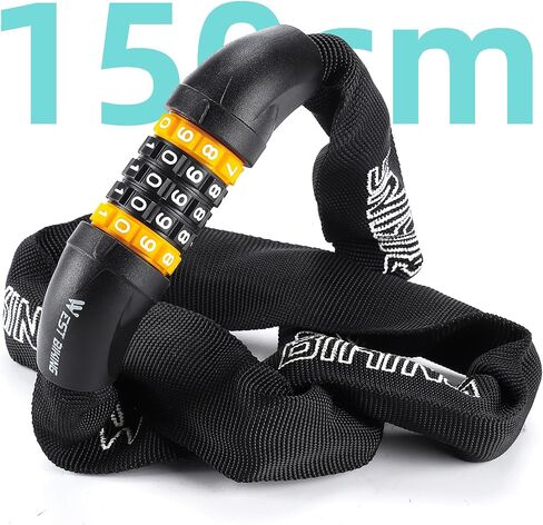 HONGYEA Bike Chain Lock -3.94ft, Bike Locks Heavy Duty Anti Theft with 5-Digit Combination, Extended Bike Chain Lock for E Bike Scooters, MTB, Racing Bikes, Motorcycles, Outdoor Tools in Saudi Arabia