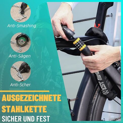 HONGYEA Bike Chain Lock -3.94ft, Bike Locks Heavy Duty Anti Theft with 5-Digit Combination, Extended Bike Chain Lock for E Bike Scooters, MTB, Racing Bikes, Motorcycles, Outdoor Tools in Saudi Arabia