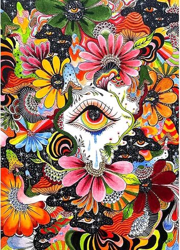 مجموعات الطلاء الماسي من BOHUAYI للبالغين، طلاء يدوي 5D بالأرقام للبالغين المبتدئين، لوحات فنية بنقاط ماسية كاملة الحفر لديكور المنزل الجداري 11.8 × 15.7 بوصة (زهرة ملونة) in Kuwait