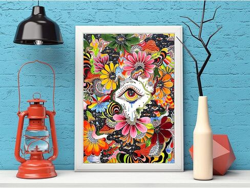 مجموعات الطلاء الماسي من BOHUAYI للبالغين، طلاء يدوي 5D بالأرقام للبالغين المبتدئين، لوحات فنية بنقاط ماسية كاملة الحفر لديكور المنزل الجداري 11.8 × 15.7 بوصة (زهرة ملونة) in Kuwait