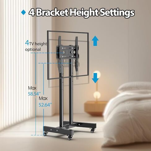 SHTUMEC Mobile TV Cart for 26"-60" 4K LCD LED TVs & Monitors,Rolling TV Stand Max VESA 400x400mm,Holds up to 88 Lbs,32 37 39 40 42 43 50 55 58 inch Mobile TV Trolley,Floor Standing TV Mobile Bracket in Saudi Arabia