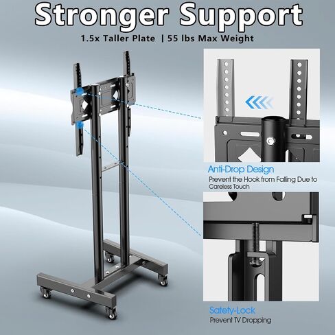SHTUMEC Mobile TV Cart for 26"-60" 4K LCD LED TVs & Monitors,Rolling TV Stand Max VESA 400x400mm,Holds up to 88 Lbs,32 37 39 40 42 43 50 55 58 inch Mobile TV Trolley,Floor Standing TV Mobile Bracket in Saudi Arabia