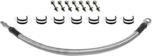 مجموعة خطوط الوقود المضفرة المصنوعة من الفولاذ المقاوم للصدأ Arkdeffon متوافقة مع Chevy Silverado/GMC Sierra 1500 2500 2500HD 3500 1999-2003 استبدال مجموعة خرطوم الوقود المرن 819-840 in Kuwait