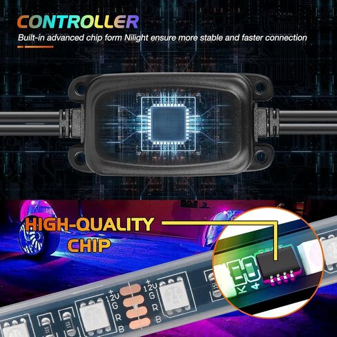 Nilight 4PCS 17.5inch LED Wheel Ring Lights RGB with APP and Remote Control Neon Wheel Rim Lights Million Colors w/Turn Signal and Braking Function for Car Van SUV Truck, 2 Years Warranty in Saudi Arabia