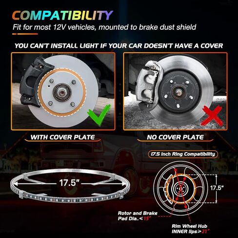 Nilight 4PCS 17.5inch LED Wheel Ring Lights RGB with APP and Remote Control Neon Wheel Rim Lights Million Colors w/Turn Signal and Braking Function for Car Van SUV Truck, 2 Years Warranty in Saudi Arabia