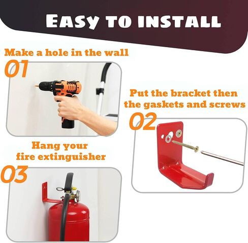 4 Pack of Fire Extinguisher Mount, Wall Hook Fire Extinguisher Bracket up to 40 lbs Extinguishers Suitable for Big and Small Fire Extinguisher Holder for Dry Chemical and Water Extinguishers in Saudi Arabia