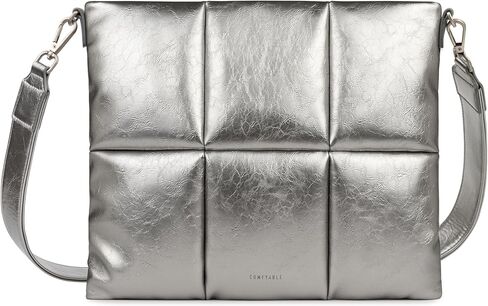 حقيبة مريحة للكمبيوتر اللوحي متوافقة مع iPad Air 10.9، iPad Pro 11 بوصة، iPad 10.9، iPad Mini، S8، حقيبة حمل الكمبيوتر اللوحي مع حزام حول الجسم للنساء، فضي in Kuwait