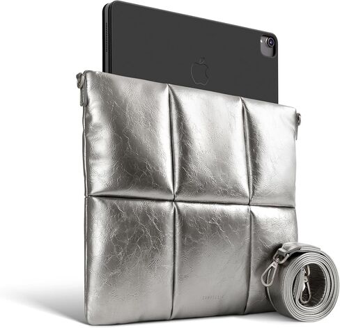 حقيبة مريحة للكمبيوتر اللوحي متوافقة مع iPad Air 10.9، iPad Pro 11 بوصة، iPad 10.9، iPad Mini، S8، حقيبة حمل الكمبيوتر اللوحي مع حزام حول الجسم للنساء، فضي in Kuwait