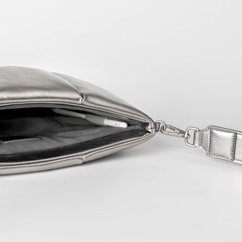 حقيبة مريحة للكمبيوتر اللوحي متوافقة مع iPad Air 10.9، iPad Pro 11 بوصة، iPad 10.9، iPad Mini، S8، حقيبة حمل الكمبيوتر اللوحي مع حزام حول الجسم للنساء، فضي in Kuwait