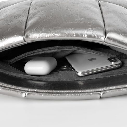 حقيبة مريحة للكمبيوتر اللوحي متوافقة مع iPad Air 10.9، iPad Pro 11 بوصة، iPad 10.9، iPad Mini، S8، حقيبة حمل الكمبيوتر اللوحي مع حزام حول الجسم للنساء، فضي in Kuwait