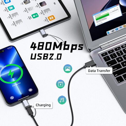 KUNJMGDA for Lightning Female to USB-C Male Adapter，Charging Compatible with iPhone 15/Plus/Pro/Pro Max, iPad Air,Samsung and More Type C Devices,Support Data Transfer(Not for Audio/OTG),2Pack Black in Saudi Arabia