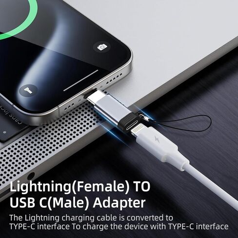KUNJMGDA for Lightning Female to USB-C Male Adapter，Charging Compatible with iPhone 15/Plus/Pro/Pro Max, iPad Air,Samsung and More Type C Devices,Support Data Transfer(Not for Audio/OTG),2Pack Black in Saudi Arabia