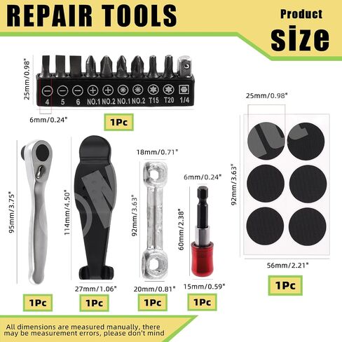 Mardatt 20Pcs Bike Repair Tool Kit Includes Bone Wrench, Ratchet Wrench, Magnetic Screwdriver Bit Holder with Bits, Tire Lever Patches Emergency Bike Repair Kit for Road Mountain Bike in Saudi Arabia