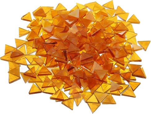 MECCANIXITY 200g Stained Glass Mosaic Triangle 14mm Light Brown Glass Mosaic Tiles Bulk for Craft DIY Handmade Project in Saudi Arabia
