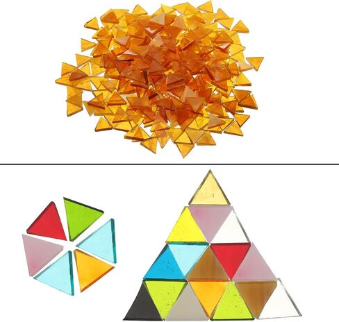 MECCANIXITY 200g Stained Glass Mosaic Triangle 14mm Light Brown Glass Mosaic Tiles Bulk for Craft DIY Handmade Project in Saudi Arabia