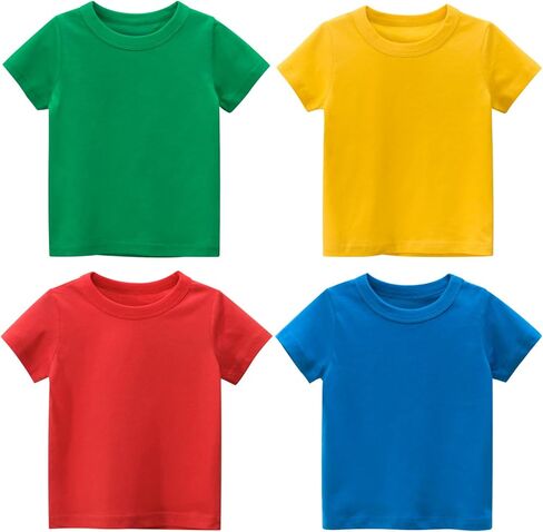 NautySaurs 4-Pack Toddler Boys T-Shirts Solid Color Short Sleeve Tees Summer Crewneck Tops in Saudi Arabia