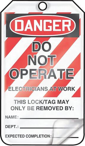 Accuform Lockout Tags, Pack of 5, Do Not Operate Electricians at Work, US Made OSHA Compliant Tags, Temperature & Water Resistant RP-Plastic, 5.75" x 3.25", MLT402PTM in Saudi Arabia