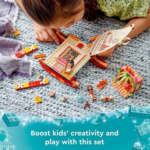 LEGO Disney Princess Moana's Wayfinding Boat Building Toy 43210 Disney Princess Toy Set with Moana and Sina Mini-Dolls, Dolphin Figure, Disney-Inspired Pretend Play Toy for Kids Boys Girls Ages 6+ in Saudi Arabia