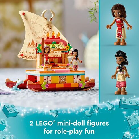 LEGO Disney Princess Moana's Wayfinding Boat Building Toy 43210 Disney Princess Toy Set with Moana and Sina Mini-Dolls, Dolphin Figure, Disney-Inspired Pretend Play Toy for Kids Boys Girls Ages 6+ in Saudi Arabia