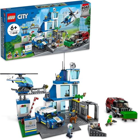 LEGO City Police Station with Van, Garbage Truck & Helicopter Toy 60316, Gifts for 6 Plus Year Old Kids, Boys & Girls with 5 Minifigures and Dog Toy in Saudi Arabia