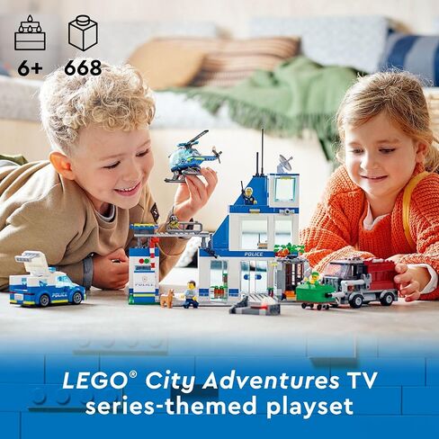 LEGO City Police Station with Van, Garbage Truck & Helicopter Toy 60316, Gifts for 6 Plus Year Old Kids, Boys & Girls with 5 Minifigures and Dog Toy in Saudi Arabia