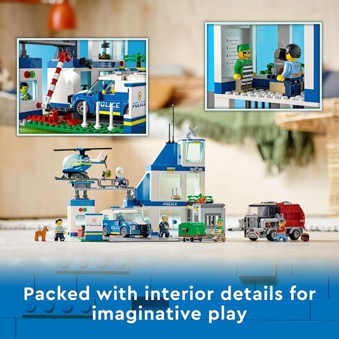 LEGO City Police Station with Van, Garbage Truck & Helicopter Toy 60316, Gifts for 6 Plus Year Old Kids, Boys & Girls with 5 Minifigures and Dog Toy in Saudi Arabia