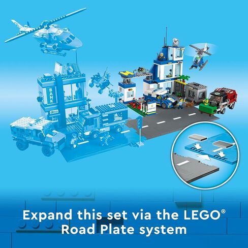 LEGO City Police Station with Van, Garbage Truck & Helicopter Toy 60316, Gifts for 6 Plus Year Old Kids, Boys & Girls with 5 Minifigures and Dog Toy in Saudi Arabia