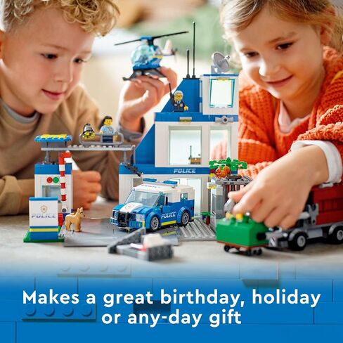 LEGO City Police Station with Van, Garbage Truck & Helicopter Toy 60316, Gifts for 6 Plus Year Old Kids, Boys & Girls with 5 Minifigures and Dog Toy in Saudi Arabia