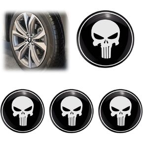 YoRise 4PCS Skull Car Wheel Hub Center Cap Sticker, 2.2" Metal Wheel Cover, Waterproof Emblem Decal Rim Cover, Skull Pattern Decoration Automotive Exterior Accessories for Most Cars (BlackRed) in Kuwait