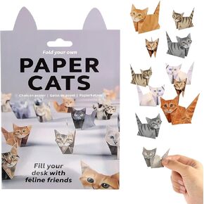 DIY Paper Cats, 50 Sheets DIY Origami Paper to Fold Cute Cat Figures, Desk Decoration Cute Animals Shaped 3D Origami Kit Fun Craft Activity for Cat Lovers in Kuwait
