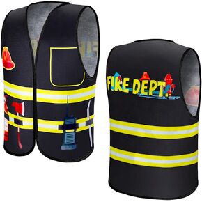 Xtinmee 2 Piece Fireman Costume Set for Kids, Firefighter Role Play Party Supplies, Pretend Fire Fighter Outfit for Birthday in Kuwait
