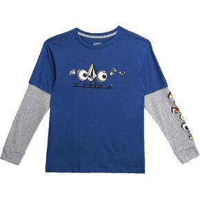 Volcom Boys' Two-Fer Shirt - Pullover Crewneck Long Sleeve Shirt - Stylish Logo Graphic Tee for Boys (Size: 8-20) in Kuwait
