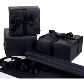 Feifeiya Christmas Gift Wrapping Paper Roll, Green Kraft Gift Paper, 2 Rolls 17.5'' x 33' Wrapping Paper Roll, with 1 Roll 1'' x 25 yd Green Stain Ribbon in Kuwait