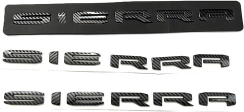 3-PC Sierra Badge Emblem in Gloss Black Finish for GMC Yukon & Sierra 2019-2024 Models - Suitable for Doors and Tailgate - Fits 1500, 2500HD, and 3500HD Models in Saudi Arabia