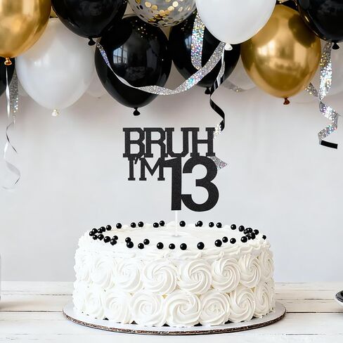 Bruh I'm 20 كعكة توبر، زينة كعكة عيد ميلاد سعيد لامعة سوداء للمراهقين والبنات لوازم تزيين احتفالات الحفلات المضحكة (20) in Kuwait
