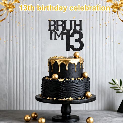 Bruh I'm 20 كعكة توبر، زينة كعكة عيد ميلاد سعيد لامعة سوداء للمراهقين والبنات لوازم تزيين احتفالات الحفلات المضحكة (20) in Kuwait