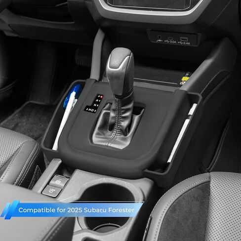 منظم غطاء وحدة التحكم المركزية من السيليكون لـ 2025-2026 Subaru Forester Premium/Sport/Limited/Touring Accessories، واقي غطاء لوحة ناقل الحركة المضاد للخدش مع جيوب تخزين جانبية (أسود) in Kuwait