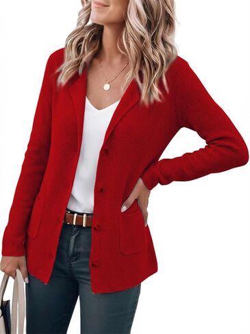 IDEALSANXUN Womens Knit Blazer Casual Lightweight Spring Fall Sweater Jackets Cardigan Coat in Kuwait