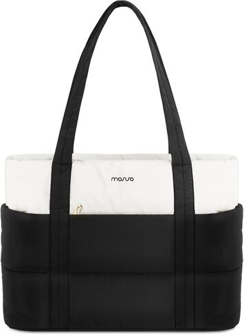 MOSISO Laptop Tote Bag for Women, Puffy Quilted Lightweight Work Tote Bag with Laptop Compartment & Trolley Belt, 15.6 inch Large Capacity Handbag Shoulder Bag for Teacher, Work, Office, Nurse, Black in Saudi Arabia
