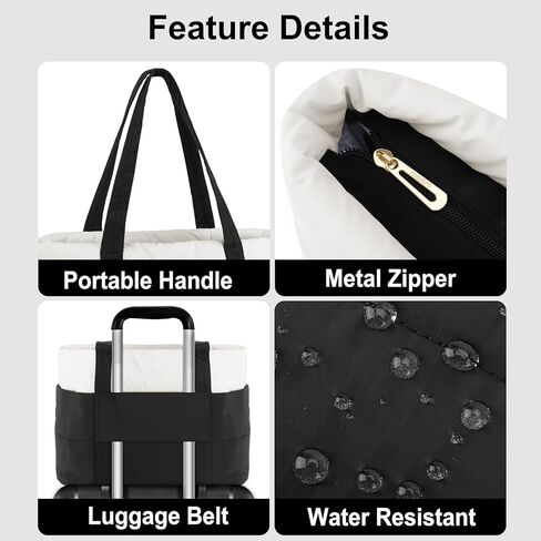 MOSISO Laptop Tote Bag for Women, Puffy Quilted Lightweight Work Tote Bag with Laptop Compartment & Trolley Belt, 15.6 inch Large Capacity Handbag Shoulder Bag for Teacher, Work, Office, Nurse, Black in Saudi Arabia