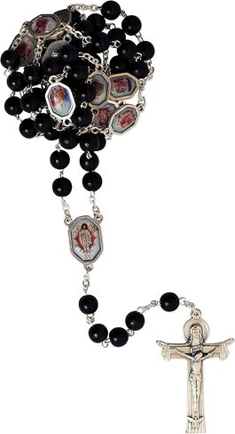 Stations of the Cross Rosary | Black Wooden or Glass Chrystal Beads | Great Catholic Gift for First Reconciliation, First Communion, or Confirmation | Lenten Devotional (Clear) in Saudi Arabia