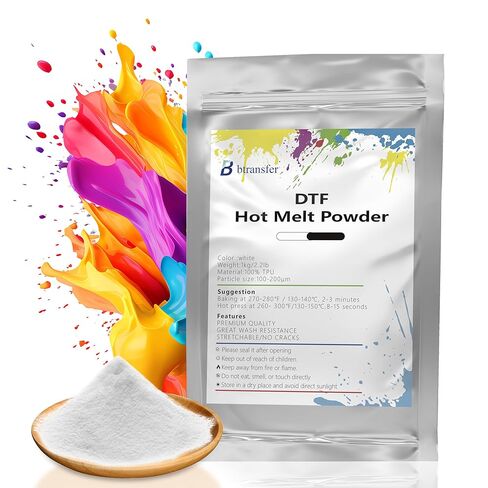 مسحوق DTF، لاصق تذوب ساخن للتسامي - 35.3 أونصة / 2.2 رطل مسحوق نقل DTF أبيض، متوافق مع جميع طابعات DTF، النقل الرقمي على القمصان والمنسوجات وطباعة DTF على القماش in Kuwait
