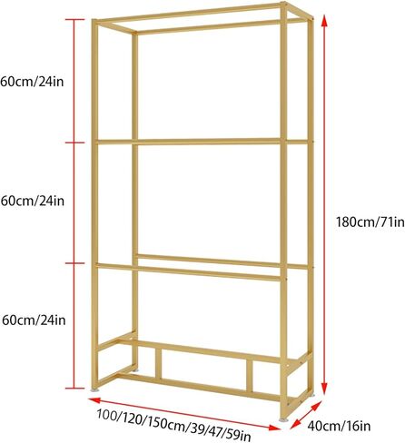 Commercial Fabric Display Rack, Tablecloth Rolls Hanging Shelf, Metal Clothes Hanger, for Displaying Blanket Quilt Scarf Towel Mat in Commercial Clothing Retail Store(Gold,120*40*180cm/47*16*71in) in Saudi Arabia