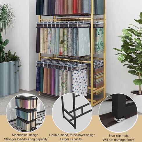Commercial Fabric Display Rack, Tablecloth Rolls Hanging Shelf, Metal Clothes Hanger, for Displaying Blanket Quilt Scarf Towel Mat in Commercial Clothing Retail Store(Gold,120*40*180cm/47*16*71in) in Saudi Arabia