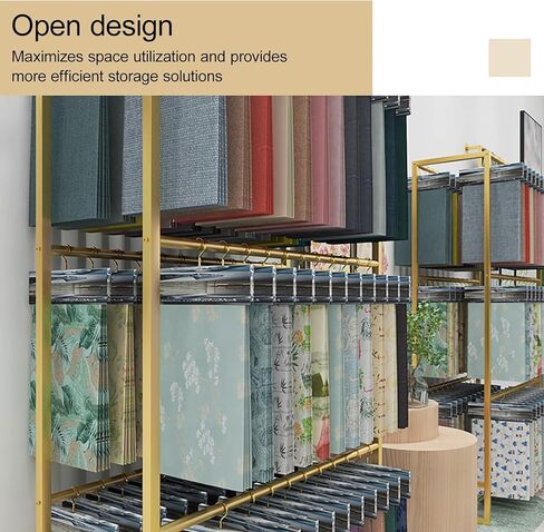Commercial Fabric Display Rack, Tablecloth Rolls Hanging Shelf, Metal Clothes Hanger, for Displaying Blanket Quilt Scarf Towel Mat in Commercial Clothing Retail Store(Gold,120*40*180cm/47*16*71in) in Saudi Arabia