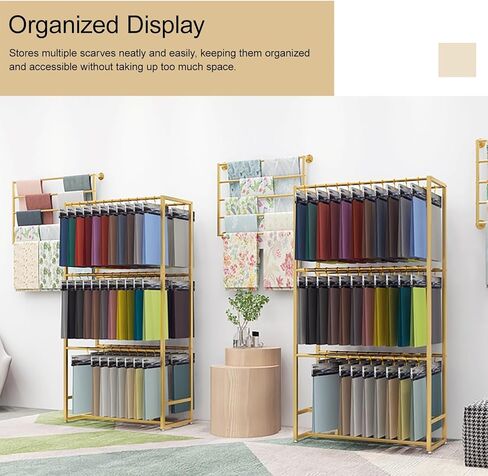 Commercial Fabric Display Rack, Tablecloth Rolls Hanging Shelf, Metal Clothes Hanger, for Displaying Blanket Quilt Scarf Towel Mat in Commercial Clothing Retail Store(Gold,120*40*180cm/47*16*71in) in Saudi Arabia