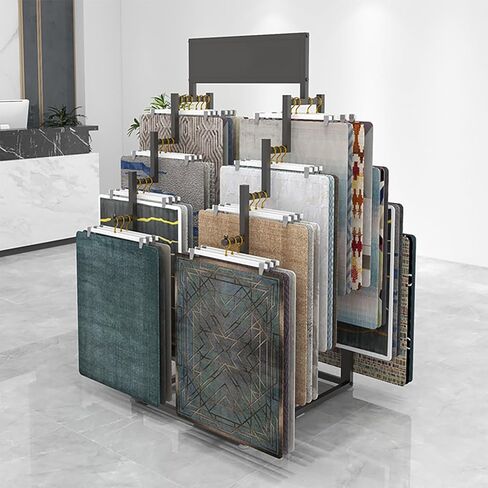 Sample Carpets Display Rack, Floor Standing Scarf Display Stand, Heavy Duty Steel Organiser Holder Suitable for Displaying Quilt Scarf Towel Mat in Commercial Clothing(Black) in Saudi Arabia