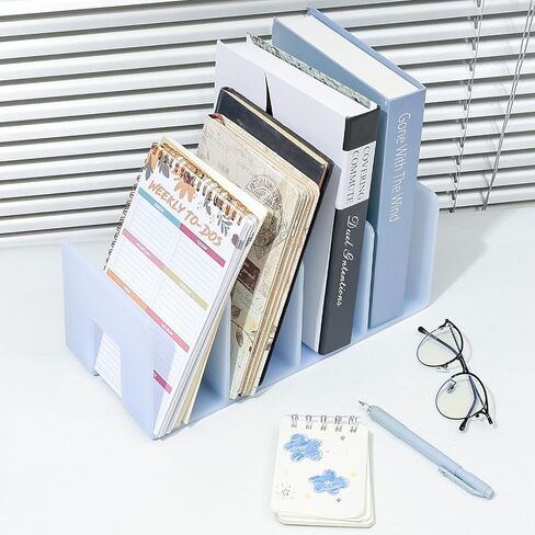 BAYTORY 2Pcs Acrylic File Holder Purse Organizer, Sturdy Desktop File Sorter Organizer, Binder Shelf for Office Desk Kitchen Shelf Closet (Purple) in Saudi Arabia